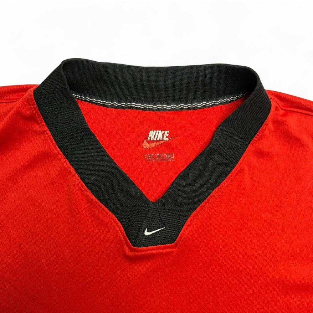Vintage Nike Fit Red Black V-Neck Soccer Jersey Shirt XL - Picture 4 of 8